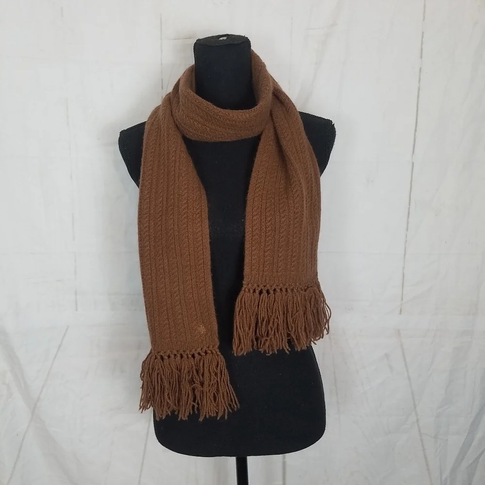 Lauren Ralph Lauren brown lambswool rabbit hair blend scraf